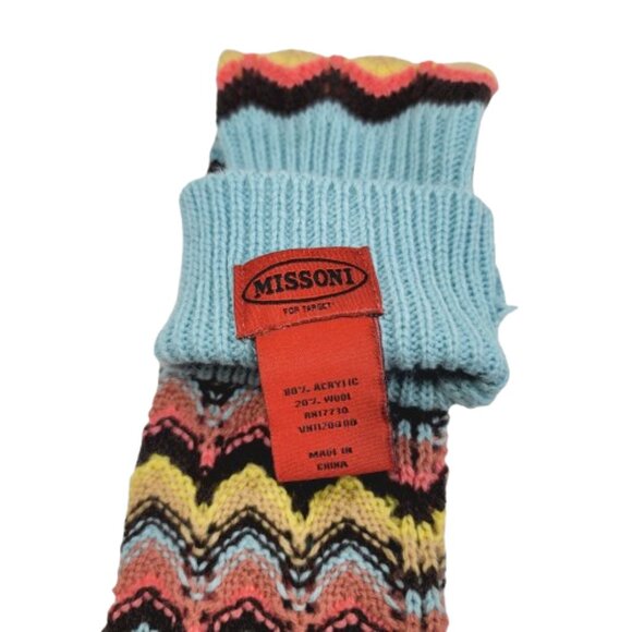 Missoni for Target Long Gloves and Scarf Set in Brown Pink Blue Chevron Stripes - Picture 10 of 11